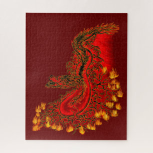 China Dragon red and gold design Jigsaw Puzzle