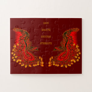 China Dragon red and gold design Jigsaw Puzzle