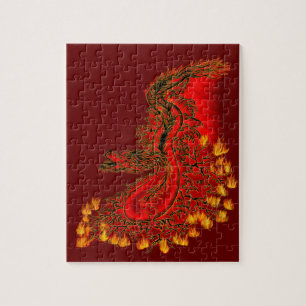 China Dragon red and gold design Jigsaw Puzzle