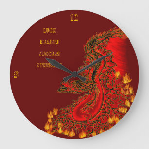 China Dragon red and gold design Large Clock