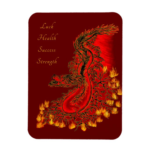 China Dragon red and gold design Magnet (Vertical)