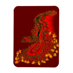China Dragon red and gold design Magnet