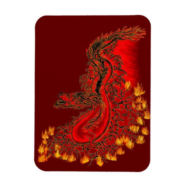 China Dragon red and gold design Magnet (Vertical)