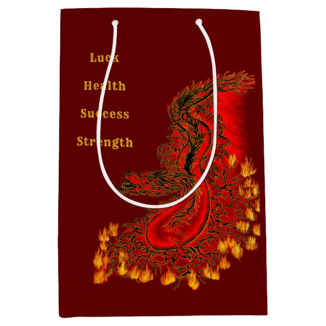 China Dragon red and gold design Medium Gift Bag (Front)