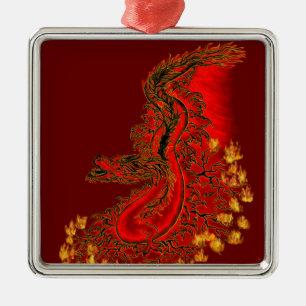 China Dragon red and gold design Metal Ornament