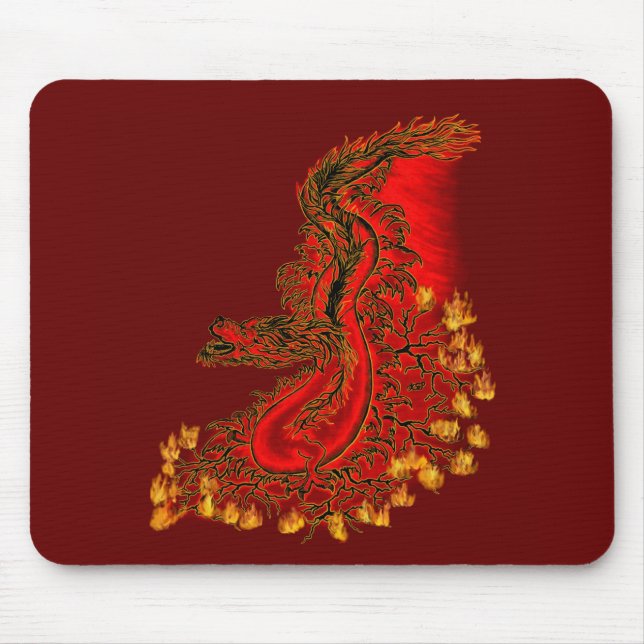 China Dragon red and gold design Mouse Pad (Front)