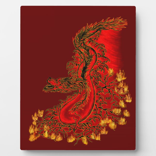 China Dragon red and gold design Plaque (Front)