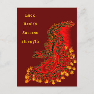 China Dragon red and gold design Postcard