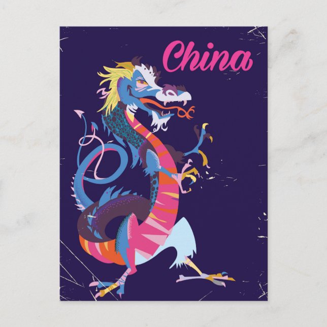 China Dragon vintage style travel poster Postcard (Front)