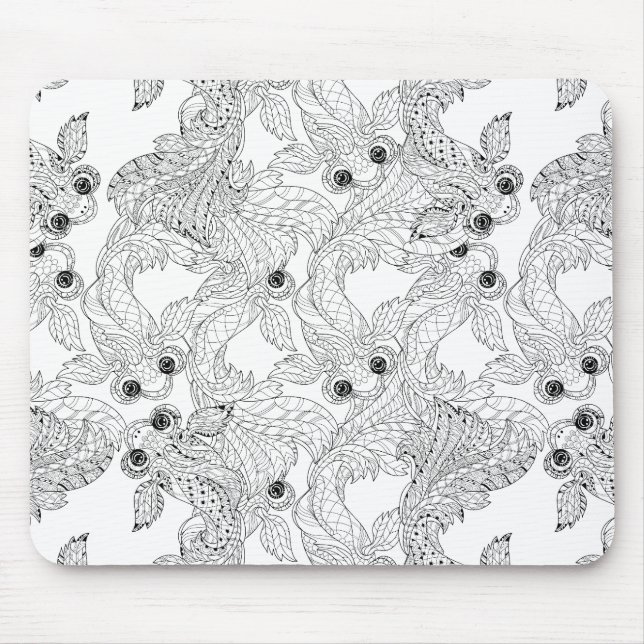 China Fish Doodle Mouse Pad (Front)