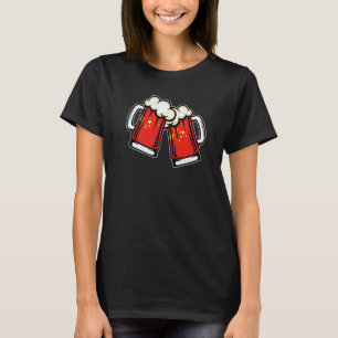 China Flag Beer Mug Cool Chinese Beer T-Shirt