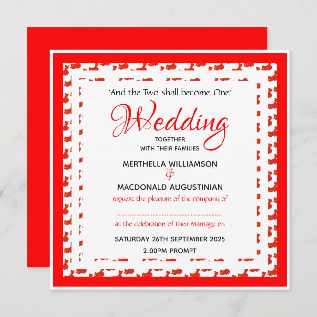 CHINA FLAG Custom Patriotic Square Wedding  婚礼 Invitation (Front/Back)