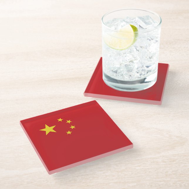 China flag glass coaster (Angled)