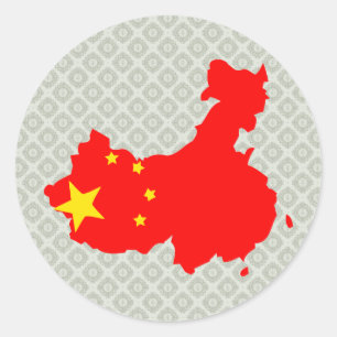 China Flag Map full size Classic Round Sticker