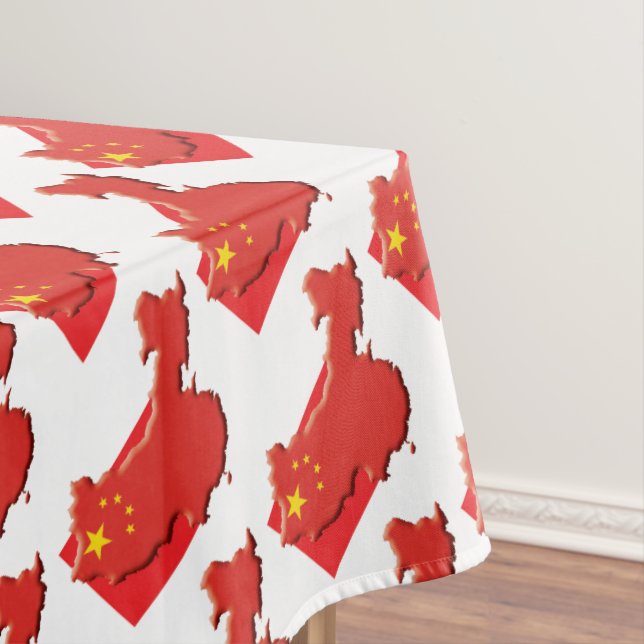 CHINA Flag Map Stylish Patriotic Geometric Tablecloth (In Situ)