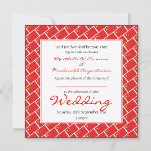 CHINA FLAG Personalised Wedding 婚礼 Celebration Invitation