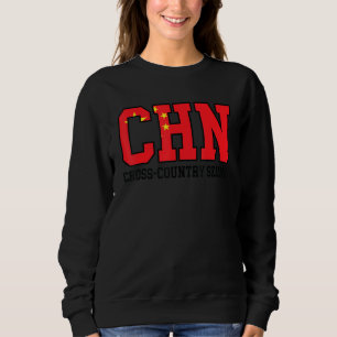 China Flag Skier Chinese Chn Cross Country Skiing Sweatshirt