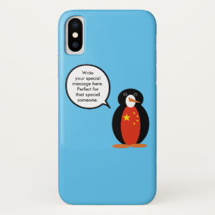 China Flag Wildlife Penguin Personalised Gift iPhone X Case