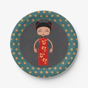 China girl birthday party paper plate