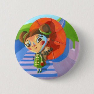 China Girl with Pug 6 Cm Round Badge