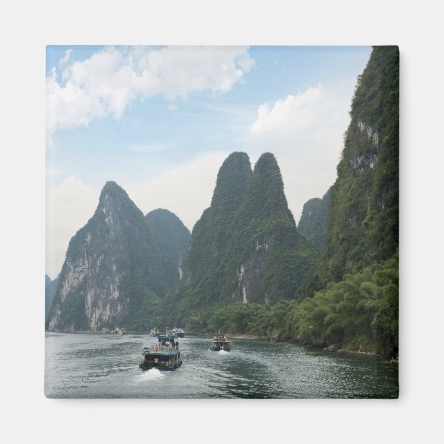 China, Guilin, Li River, River boats line the Magnet (Front)
