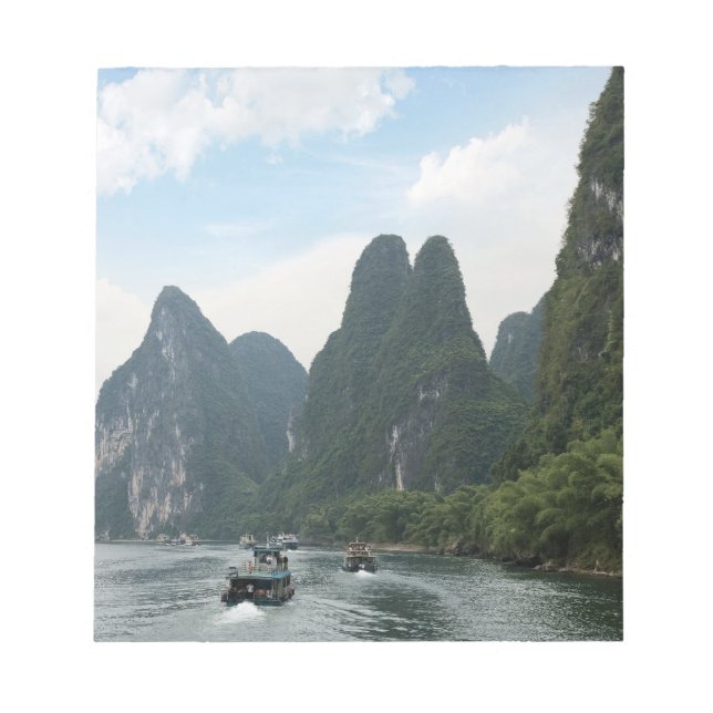 China, Guilin, Li River, River boats line the Notepad (Front)