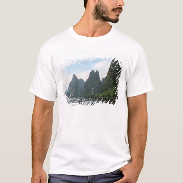 China, Guilin, Li River, River boats line the T-Shirt (Front)
