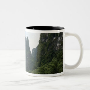 China, Guilin, Li River, River boats line the Two-Tone Coffee Mug