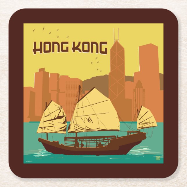 China | Hong Kong Square Paper Coaster (Front)