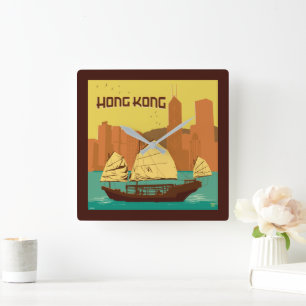China   Hong Kong Square Wall Clock