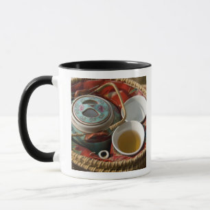 China, Hong Kong. Traditional Chinese teapot & 3 Mug