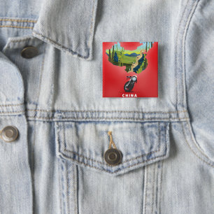 China Illustrated map travel poster 15 Cm Square Badge