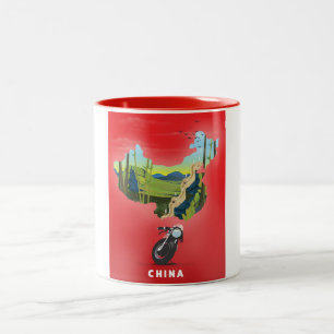 China Illustrated map travel poster Two-Tone Coffee Mug