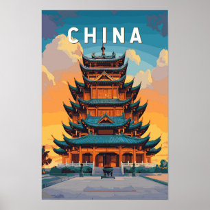 China Illustration Travel Art Vintage Poster