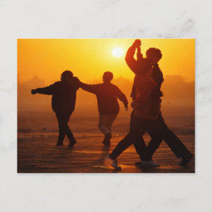 China in winter, Dancing at sunset Postcard