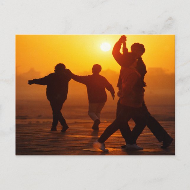 China in winter, Dancing at sunset Postcard (Front)