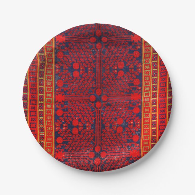 China Khotan Red Blue Yellow  Paper Plate (Front)