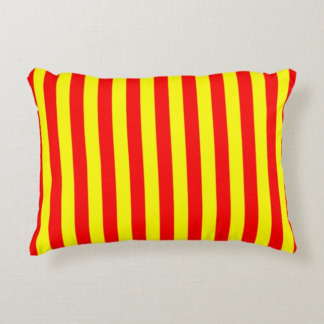 china kyrgyzstan spain flag stripes red yellow pat decorative cushion (Front)