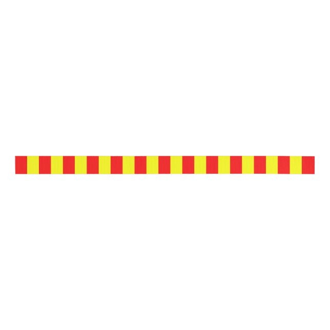 china kyrgyzstan spain flag stripes red yellow pat grosgrain ribbon (Front)