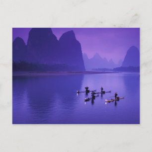 China, Li River. Cormorant fishermen. Postcard