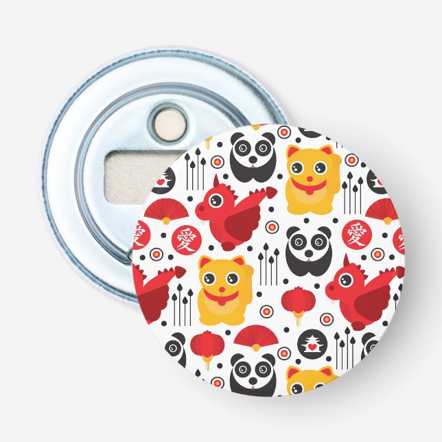 China lucky cat, dragon, and panda bottle opener (Front)