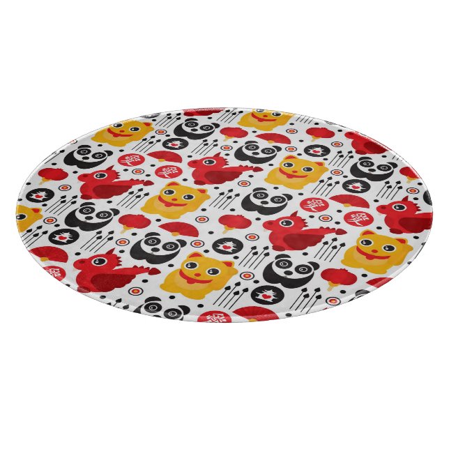 China lucky cat, dragon, and panda cutting board (Corner)