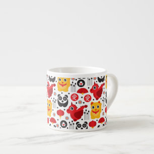 China lucky cat, dragon, and panda espresso cup