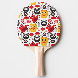China lucky cat, dragon, and panda ping pong paddle