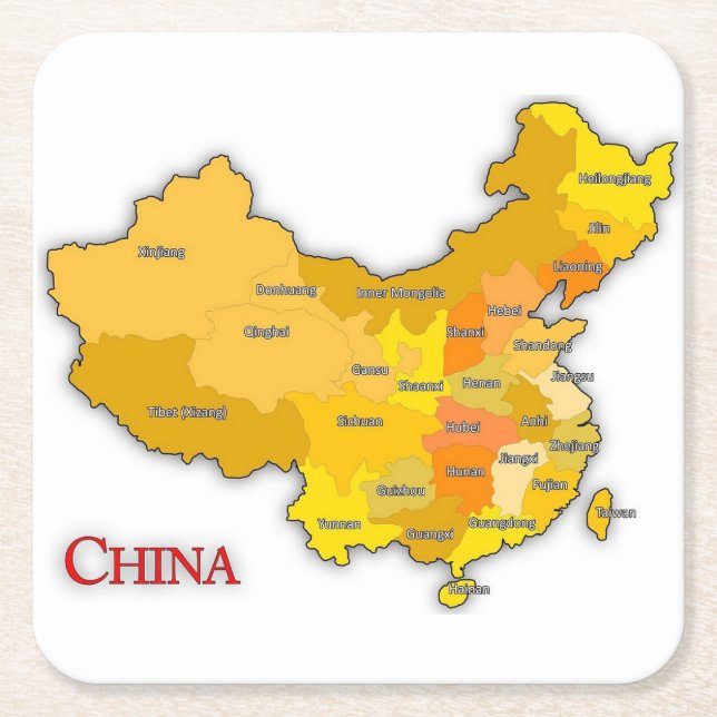 China Map Coasters: Global Connections Square Paper Coaster (Front)