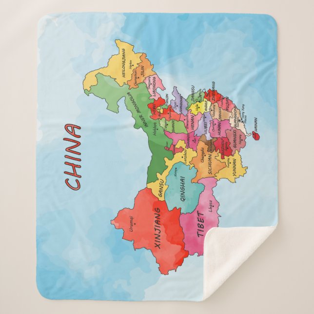 China Map Sherpa Blanket (Front)