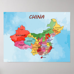 China Map watercolor artwork Poster