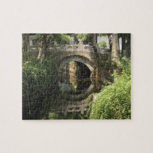China, Nantong, an arched bridge forms a perfect Jigsaw Puzzle