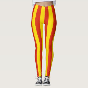 China National Flag Colours Vertical Striped Leggings