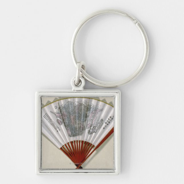 China on the Face of a FanPanoramic Map Key Ring (Front)